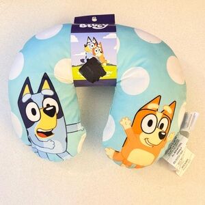 Bluey Kids Travel Pillow - Light Blue and Orange
